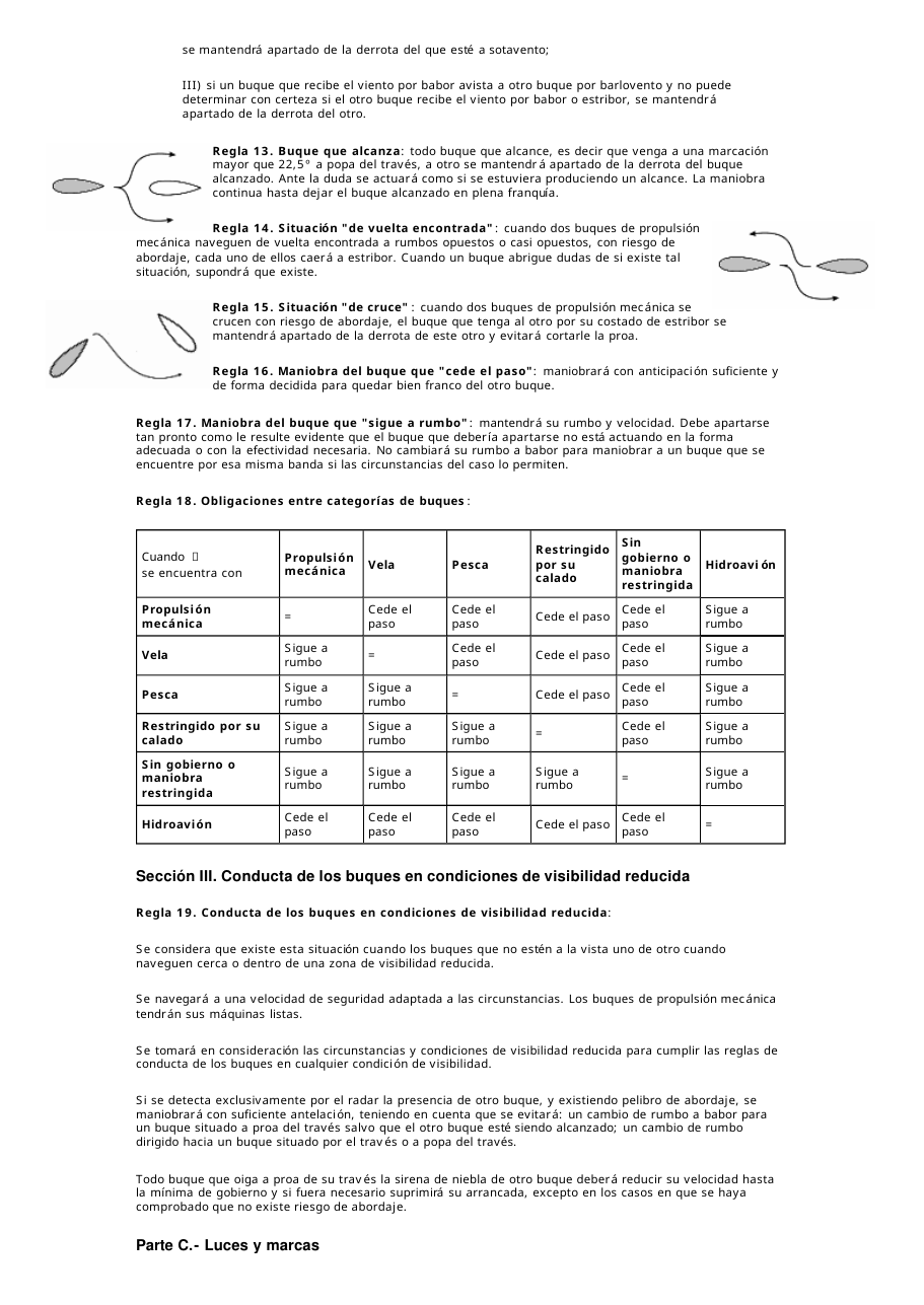 Situaciones de abordaje: vuelta encontrada, cruce y alcance